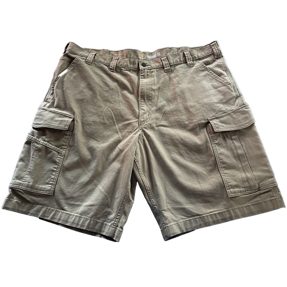 CARHARTT dark khaki canvas cargo utility rugged relaxed fit work shorts Men's 44